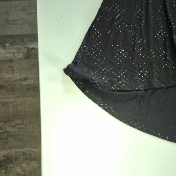 Black Hi-Low Maxi Skirt With Colored Red, White, & Blue Splatter Dots - Picture 4 of 4